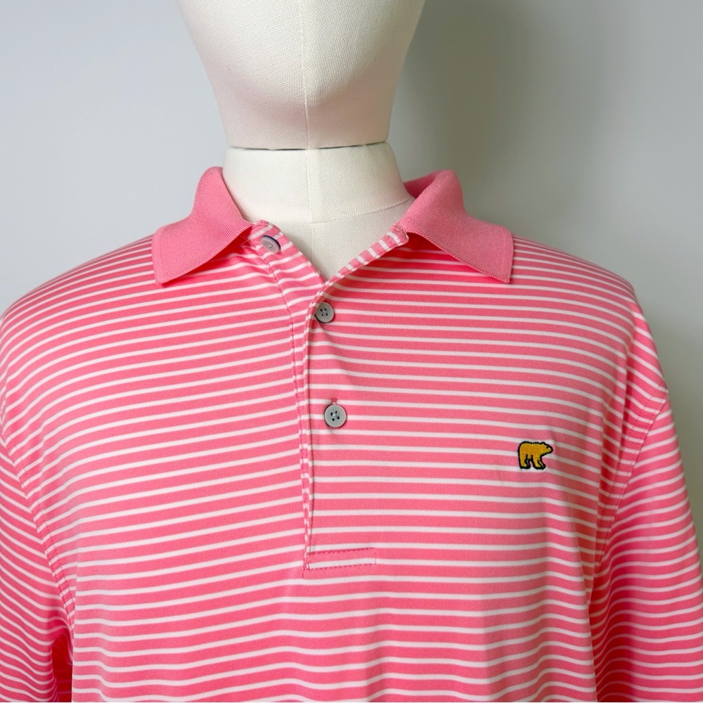 Jack Nicklaus Pink Striped Polo golf Shirt Mens Sz LGG